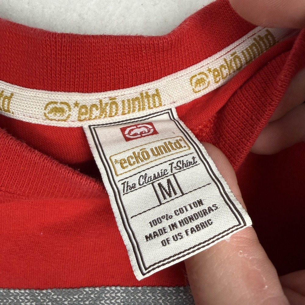 Y2K Ecko Unltd Shirt Mens Medium Red Rhino Logo Graphic T-Shirt Tee Streetwear - Picture 3 of 7